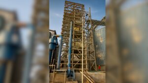 Industrial grain storage and weighing system with El-Weigh Online Weigher integration for real-time monitoring